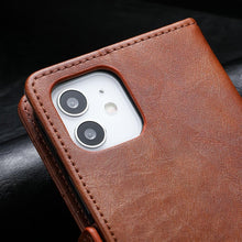 Load image into Gallery viewer, Luxury Leather Case For iPhone 13 11 12 14 Pro Max Mini Wallet Pocket Flip Case Cover Vintage Luxury Genuine Leather Fashion Business Classic Flip Case For Men
