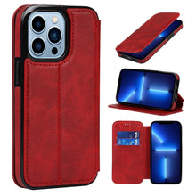 Load image into Gallery viewer, Luxury Leather Case Protect Cover For iPhone 13 12 Mini 11 Pro Max X XR XS Max Stand Flip Wallet Leather Magnetic Shockproof Flip Cover Classic Men Business Brown Phone Case
