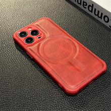Load image into Gallery viewer, Luxury Leather Magnetic Wireless Charging Case For iPhone 14 11 12 13 Pro Max X XS XR 8 7 Plus Shockproof Soft Cover Shockproof Unique Vintage Design Leather Case For iPhone

