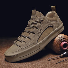 Load image into Gallery viewer, Luxury Leather Men's Sneakers Lace Up Mens Casual Outdoor Canvas Shoes Handmade Fashion Walking Sneakers Comfortable Modern Design Sneakers For Man

