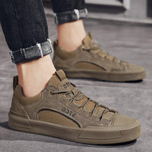 Load image into Gallery viewer, Luxury Leather Men's Sneakers Lace Up Mens Casual Outdoor Canvas Shoes Handmade Fashion Walking Sneakers Comfortable Modern Design Sneakers For Man
