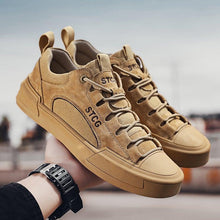 Load image into Gallery viewer, Luxury Leather Men's Sneakers Lace Up Mens Casual Outdoor Canvas Shoes Handmade Fashion Walking Sneakers Comfortable Modern Design Sneakers For Man
