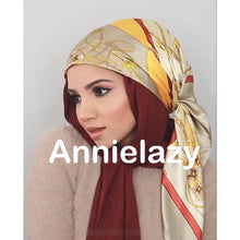 Load image into Gallery viewer, Luxury Long Soft Square Silk Scarves Lightweight Elegant Satin Silk Soft Head Wrap Escharpe Hijab Scarf Muslim Female Silky Shawls Wrap Hair Head Scarves Bandanna For  Women 90*90cm

