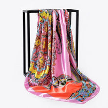 Load image into Gallery viewer, Luxury Long Soft Square Silk Scarves Lightweight Elegant Satin Silk Soft Head Wrap Escharpe Hijab Scarf Muslim Female Silky Shawls Wrap Hair Head Scarves Bandanna For  Women 90*90cm
