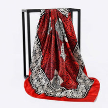 Load image into Gallery viewer, Luxury Long Soft Square Silk Scarves Lightweight Elegant Satin Silk Soft Head Wrap Escharpe Hijab Scarf Muslim Female Silky Shawls Wrap Hair Head Scarves Bandanna For  Women 90*90cm
