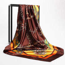 Load image into Gallery viewer, Luxury Long Soft Square Silk Scarves Lightweight Elegant Satin Silk Soft Head Wrap Escharpe Hijab Scarf Muslim Female Silky Shawls Wrap Hair Head Scarves Bandanna For  Women 90*90cm
