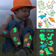 Load image into Gallery viewer, Luxury Luminous Tattoo Stickers Unicorn Stars Temporary Waterproof Luminous Fake Tattoos Stickers Dinosaur Butterfly For Children
