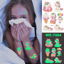 Load image into Gallery viewer, Luxury Luminous Tattoo Stickers Unicorn Stars Temporary Waterproof Luminous Fake Tattoos Stickers Dinosaur Butterfly For Children
