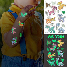 Load image into Gallery viewer, Luxury Luminous Tattoo Stickers Unicorn Stars Temporary Waterproof Luminous Fake Tattoos Stickers Dinosaur Butterfly For Children
