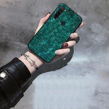 Load image into Gallery viewer, Luxury Marble Gold Foil Phone Case For Xiaomi Redmi Note 9 9S 8 8T 7 6 5 Pro 9A 9C 8A 7A 6A 10X 5G Coque Soft Silicone Cover Luxury Marble Pattern Bling Shell Back Mirror Glass Case Cover with Soft Bumper and Hybrid Technology
