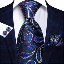 Load image into Gallery viewer, Luxury Men Silk Necktie Pocket Square Matching Handkerchief  Cufflinks Set Formal Design Printed Business Necktie For Men
