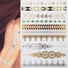 Load image into Gallery viewer, Luxury Metallic Gold Waterproof Temporary Tattoo Feather Elephant Fashion Different Design Tattoos For Womens
