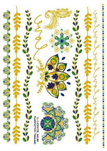 Load image into Gallery viewer, Luxury Metallic Temporary Tattoo Gold Silver Flower Sticker Long Lasting Gold Design For Womens
