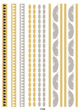 Load image into Gallery viewer, Luxury Metallic Temporary Tattoo Gold Silver Flower Sticker Long Lasting Gold Design For Womens
