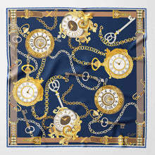 Load image into Gallery viewer, Like Clockwork - Silk Pocket Square - Navy
