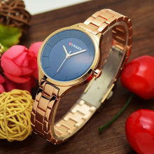 Load image into Gallery viewer, Luxury Rose Gold Womens Watch Stainless Steel Wrist Watches Fashion Thin Quartz Ladies Watch Waterproof Stainless Steel Wrist Watch Elegant Round Design For Women
