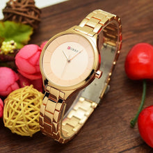 Load image into Gallery viewer, Luxury Rose Gold Womens Watch Stainless Steel Wrist Watches Fashion Thin Quartz Ladies Watch Waterproof Stainless Steel Wrist Watch Elegant Round Design For Women
