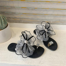 Load image into Gallery viewer, Luxury Shiny Rhinestone Summer Cute Bowtie Decorate Non-Slip Sandals Slipper Flats Mules Casual Fashion Beach Flip Flops Bow Sandals Rubber Flat Summer Beach Rain Shoes
