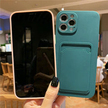 Load image into Gallery viewer, Luxury Silicone Phone Case for iphone 13 Pro Max 12 11 X XS XR Card Holder Wallet Soft Cover Cute Back Storage Stylish Silicone Case Smartphone Case
