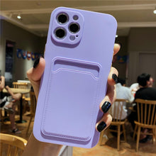 Load image into Gallery viewer, Luxury Silicone Phone Case for iphone 13 Pro Max 12 11 X XS XR Card Holder Wallet Soft Cover Cute Back Storage Stylish Silicone Case Smartphone Case
