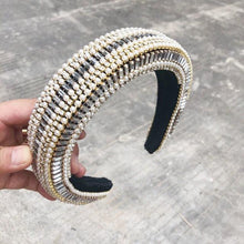Load image into Gallery viewer, Luxury  Sparkly Padded Rhinestones Headbands Full Crystal Hairbands Wide Headwear White Gorgeous Hair Accessories For Women

