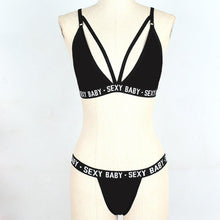 Load image into Gallery viewer, Luxury Summer Swimwear Solid Lingerie Underwear Set Women Letter Solid Patchwork Bikini Set Classic Design Underwear G-String Set Women's Bikini Triangle Solid Two Piece Bathing Suit
