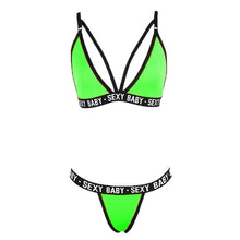 Load image into Gallery viewer, Luxury Summer Swimwear Solid Lingerie Underwear Set Women Letter Solid Patchwork Bikini Set Classic Design Underwear G-String Set Women's Bikini Triangle Solid Two Piece Bathing Suit
