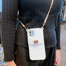 Load image into Gallery viewer, Luxury Wallet Bag Phone Case For iPhone 14 13 12 MINI 11 Pro XR XS Max 6 7 8 Plus Silicone Card Pocket Strap Cover With Lanyard Crossbody Chain Card Holder Slot Handbag Wrist Strap Protective Cover
