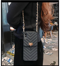 Load image into Gallery viewer, Luxury Wallet Bag Phone Case For iPhone 14 13 12 MINI 11 Pro XR XS Max 6 7 8 Plus Silicone Card Pocket Strap Cover With Lanyard Crossbody Chain Card Holder Slot Handbag Wrist Strap Protective Cover
