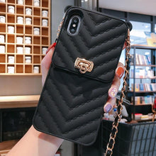 Load image into Gallery viewer, Luxury Wallet Bag Phone Case For iPhone 14 13 12 MINI 11 Pro XR XS Max 6 7 8 Plus Silicone Card Pocket Strap Cover With Lanyard Crossbody Chain Card Holder Slot Handbag Wrist Strap Protective Cover
