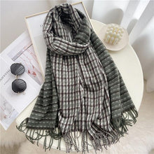 Load image into Gallery viewer, Winter  Long Plaid Headwear Scarf Warm Shawls Cashmere Female Scarfs Scarves Lady Tassel Shawl Wraps For Women
