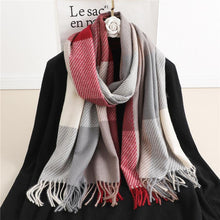Load image into Gallery viewer, Winter  Long Plaid Headwear Scarf Warm Shawls Cashmere Female Scarfs Scarves Lady Tassel Shawl Wraps For Women

