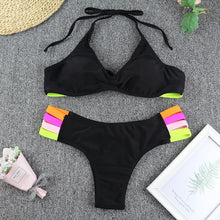Load image into Gallery viewer, Luxury Women Black Bikini High Waist Swimwear Female 2 Pieces Set Swimsuit Bathing Suit Women Beach Women's High Waisted Bandage Bikini Set Two Piece Push Up Swimsuits
