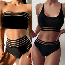 Load image into Gallery viewer, Luxury Women Black Bikini High Waist Swimwear Female 2 Pieces Set Swimsuit Bathing Suit Women Beach Women's High Waisted Bandage Bikini Set Two Piece Push Up Swimsuits
