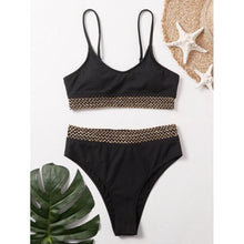 Load image into Gallery viewer, Luxury Women Black Bikini High Waist Swimwear Female 2 Pieces Set Swimsuit Bathing Suit Women Beach Women's High Waisted Bandage Bikini Set Two Piece Push Up Swimsuits
