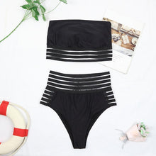 Load image into Gallery viewer, Luxury Women Black Bikini High Waist Swimwear Female 2 Pieces Set Swimsuit Bathing Suit Women Beach Women's High Waisted Bandage Bikini Set Two Piece Push Up Swimsuits
