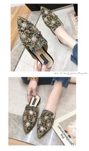Load image into Gallery viewer, Luxury Women Mules Ladies Summer Slippers Women Shoes New Low Heels Flat Casual Shoes Woman Flip Flops Mules For Women Slip On Flats Loafers Pointed Toe Womens Mules
