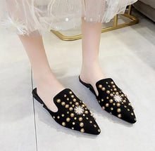 Load image into Gallery viewer, Luxury Women Mules Ladies Summer Slippers Women Shoes New Low Heels Flat Casual Shoes Woman Flip Flops Mules For Women Slip On Flats Loafers Pointed Toe Womens Mules
