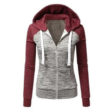 Load image into Gallery viewer, Luxury Women Patchwork  Hoodie Spring Autumn Slim Hooded Jacket Fashion Long Sleeve Drawstring Pocket Hoodies Sweatshirts Women's  Hoodie Color Block Casual Pullover Hoodie
