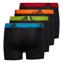 Load image into Gallery viewer, adidas Kids-Boy's Performance Boxer Briefs Underwear (4-Pack) Large Black/Solar Blue/Semi Solar Slime Green - # BOAA121410001

