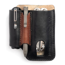 Load image into Gallery viewer, Leather EDC Pouch - Belt clip Multitool, Flashlight &amp; Pen Sheath
