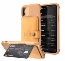 Load image into Gallery viewer, Magnetic Black Leather Wallet Case for iPhone 14 13 11 12 Case Armor Shockproof Card Holder Wallet Flip Cover Buckle Cash Card Sleeve Leather Protective Kickstand Durable High Capacity Phone Case
