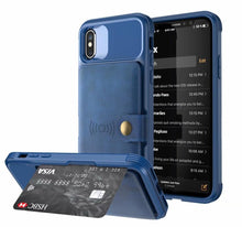 Load image into Gallery viewer, Magnetic Black Leather Wallet Case for iPhone 14 13 11 12 Case Armor Shockproof Card Holder Wallet Flip Cover Buckle Cash Card Sleeve Leather Protective Kickstand Durable High Capacity Phone Case
