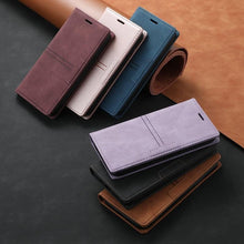 Load image into Gallery viewer, Magnetic Flip Leather Card Slot Wallet Case for iPhone 14 13 12 11 Pro Max Flip Invisible Magnetic Elegant Retro Phone Case Premium Leather PU Soft Flip Cover For iPhone
