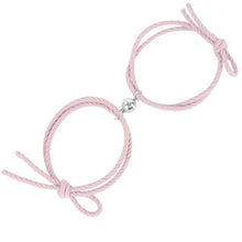 Load image into Gallery viewer, Magnetic Love Heart Attraction Couple Bracelets Distance Relationship Braid Rope Bracelet Magnet Matching Couples Mutual Attraction Couples Bracelets Matching Bracelets For Couples Magnetic Peach Heart Bracelet For Girlfriend
