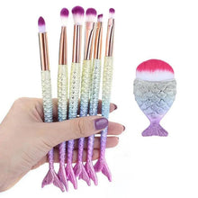 Load image into Gallery viewer, Makeup Brushes Kit Natural Tool Pencil Cosmetics Foundation Artist Mermaid Highlighter Face Set Of Bronzer Eyeshadow Lip
