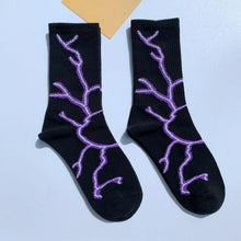 Load image into Gallery viewer, Marble Print Style Harajuku Skateboard Long Socks Creative Fun Lightning Hip Hop Style Socks Streetwear Casual Cotton Socks Unisex Street Couple Socks For Men And Women
