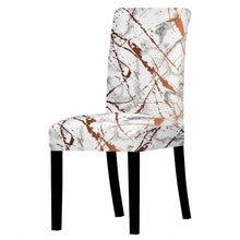 Load image into Gallery viewer, Marble Stretch Chair Cover For Dining Room Anti-Dirty Elastic Seat Cover Removable Slipcover For Banquet Wedding Party Glitter Crackle Chair Covers for Dining Room/Kitchen/Hotel/Ceremony, White Marble Soft Stretch Chair Protectors Removable Washable Slipc
