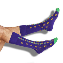 Load image into Gallery viewer, Mardi Gras - Mini Fleur-de-lis Dress Socks
