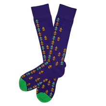 Load image into Gallery viewer, Mardi Gras - Mini Fleur-de-lis Dress Socks
